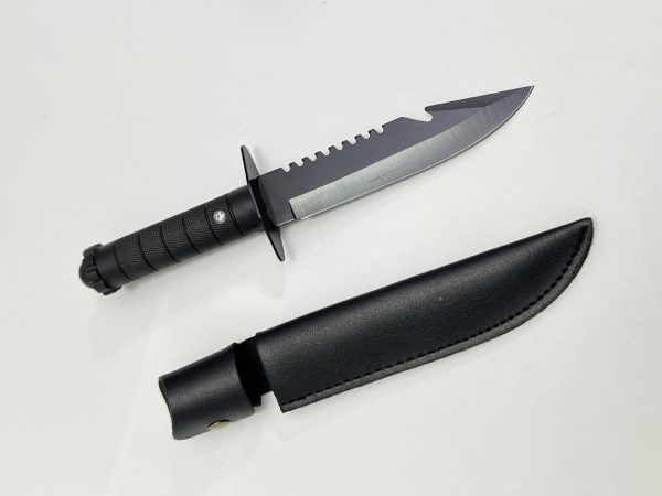 主图-7 SS144 Back teeth short and straight (black/white, leather/cloth)Short Fixed Blade Knife G10 Handle Leather Sheath