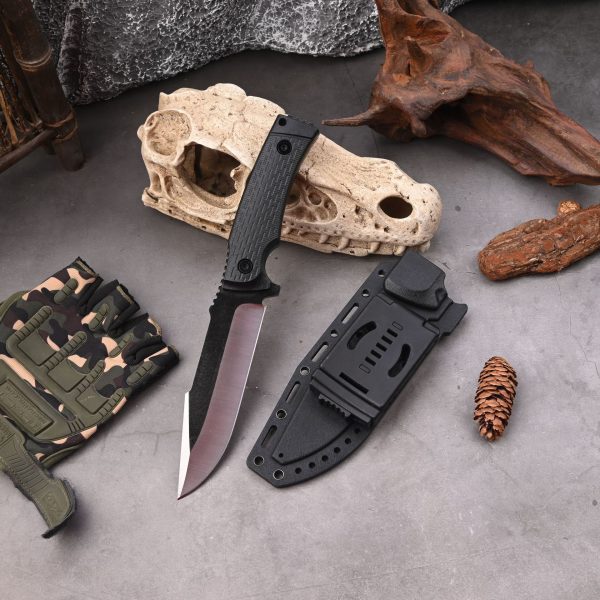主图-7 SS155 Boer (black/green) Short Fixed Blade Knife G10 Handle K Scabbard