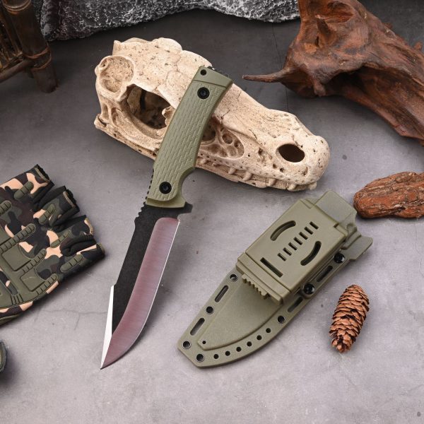 主图-8 SS155 Boer (black/green) Short Fixed Blade Knife G10 Handle K Scabbard