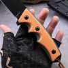 详情-10 SS154 Black Blade Straight Blade Orange Black Short Fixed Blade Knife G10 Handle K Scabbard