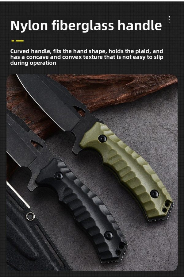 详情-10英 SS146 A2 multifunctional knife (black/green)Short Fixed Blade Knife G10 Handle K Scabbard