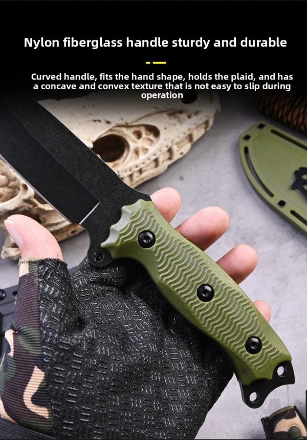 SS149 A3 multifunctional knife (black/green) Short Fixed Blade Knife G10 Handle K Scabbard