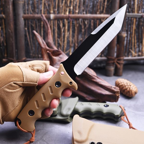 SS147 Wave T (Black/Green/Desert) Short Fixed Blade Knife G10 Handle K Scabbard