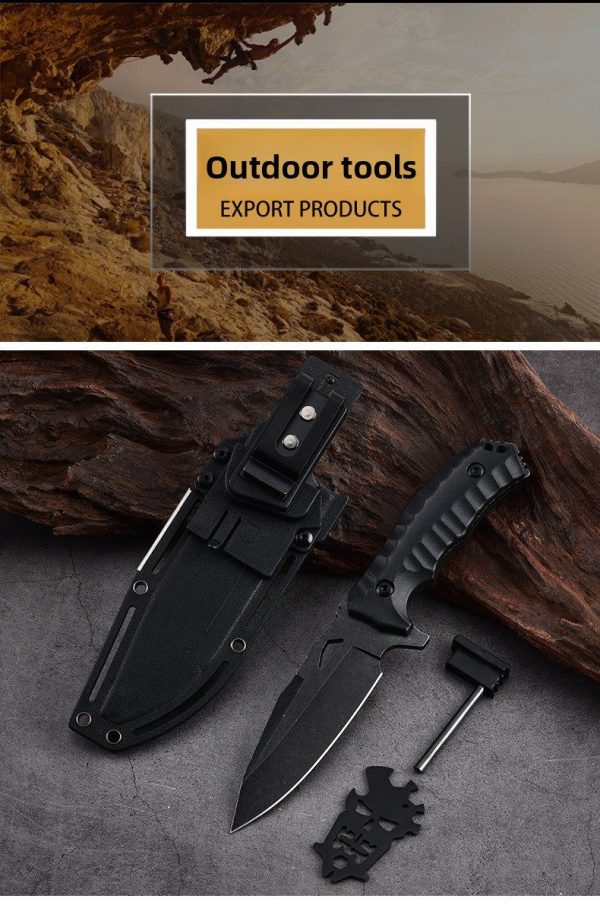 详情-13英 SS146 A2 multifunctional knife (black/green)Short Fixed Blade Knife G10 Handle K Scabbard