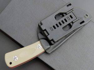 SS142 EF121 (Black/Desert) Short Fixed Blade Knife G10 Handle K Scabbard