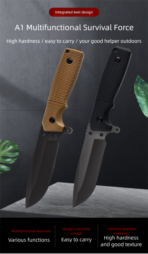 详情-2 SS145 A1 Multi functional Knife (Black/Desert)Short Fixed Blade Knife G10 Handle K Scabbard