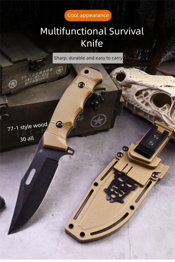 SS150 A4 multifunctional knife (black/desert)Short Fixed Blade Knife G10 Handle K Scabbard