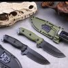 SS149 A3 multifunctional knife (black/green) Short Fixed Blade Knife G10 Handle K Scabbard