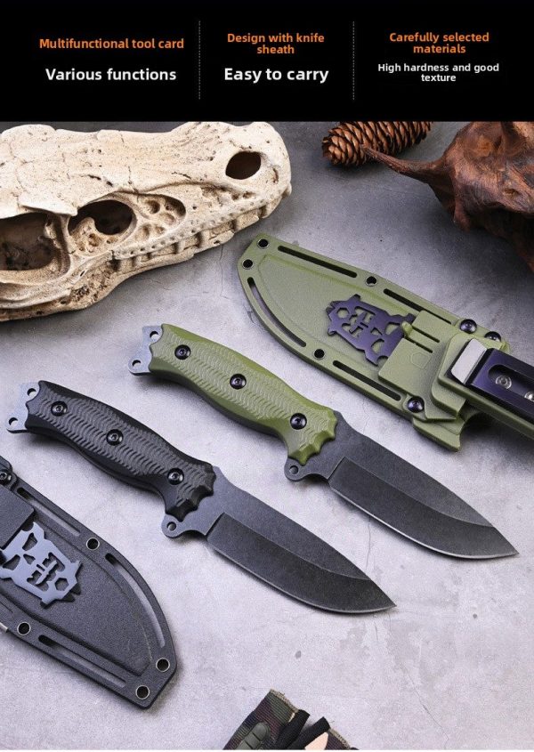 SS149 A3 multifunctional knife (black/green) Short Fixed Blade Knife G10 Handle K Scabbard