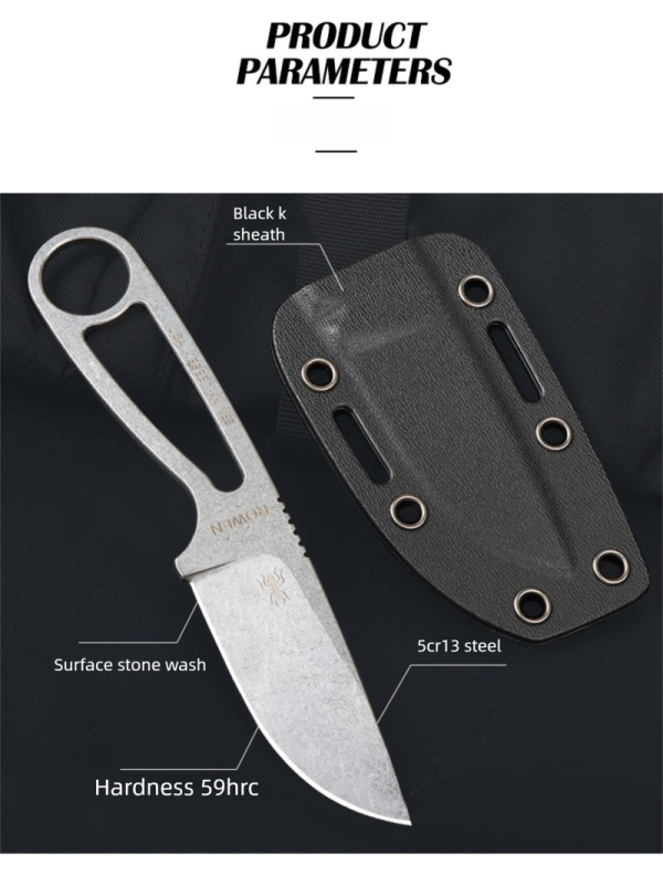详情-3 SS143 Ant Little Straight Short Fixed Blade Knife All steel K Scabbard
