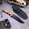 详情-5 SS154 Black Blade Straight Blade Orange Black Short Fixed Blade Knife G10 Handle K Scabbard