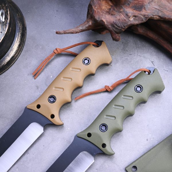 SS147 Wave T (Black/Green/Desert) Short Fixed Blade Knife G10 Handle K Scabbard