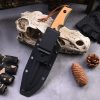 详情-7 SS154 Black Blade Straight Blade Orange Black Short Fixed Blade Knife G10 Handle K Scabbard