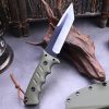 SS147 Wave T (Black/Green/Desert) Short Fixed Blade Knife G10 Handle K Scabbard