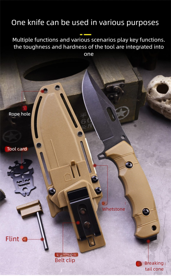 SS150 A4 multifunctional knife (black/desert)Short Fixed Blade Knife G10 Handle K Scabbard