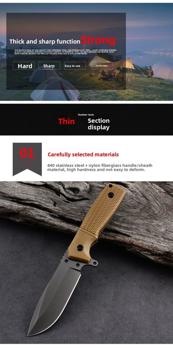 详情-8 SS145 A1 Multi functional Knife (Black/Desert)Short Fixed Blade Knife G10 Handle K Scabbard