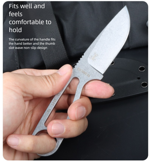 详情-8 SS143 Ant Little Straight Short Fixed Blade Knife All steel K Scabbard