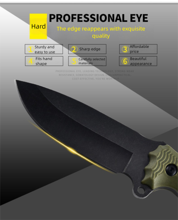 SS149 A3 multifunctional knife (black/green) Short Fixed Blade Knife G10 Handle K Scabbard