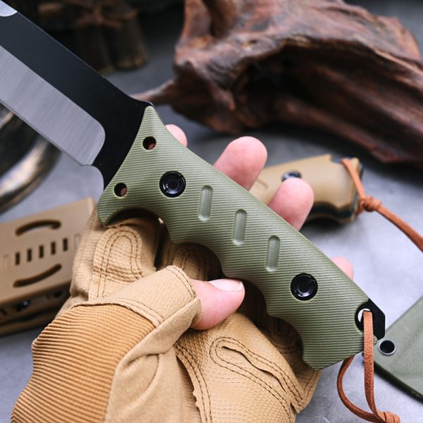 SS147 Wave T (Black/Green/Desert) Short Fixed Blade Knife G10 Handle K Scabbard