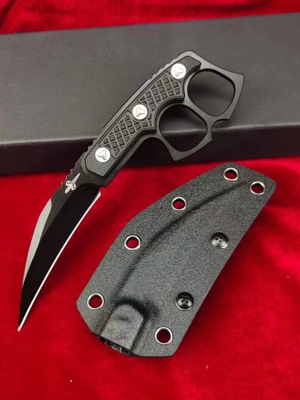 023319f5eb332e40 SC005 Micro technology Black Edge Hand Spike Push Dagger G10 Handle K Scabbard