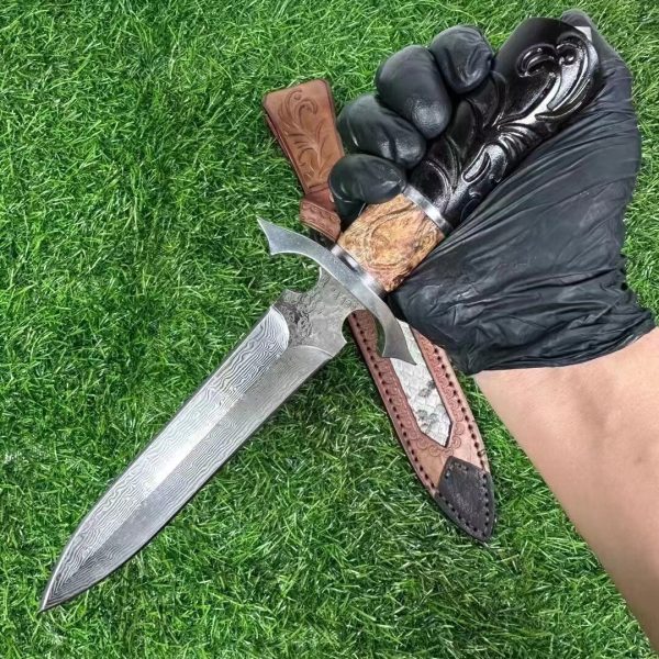 0e7026b0d131aec4 DE014 Roman Divine Sword Double-edged Knife G10 Handle Leather Sheath