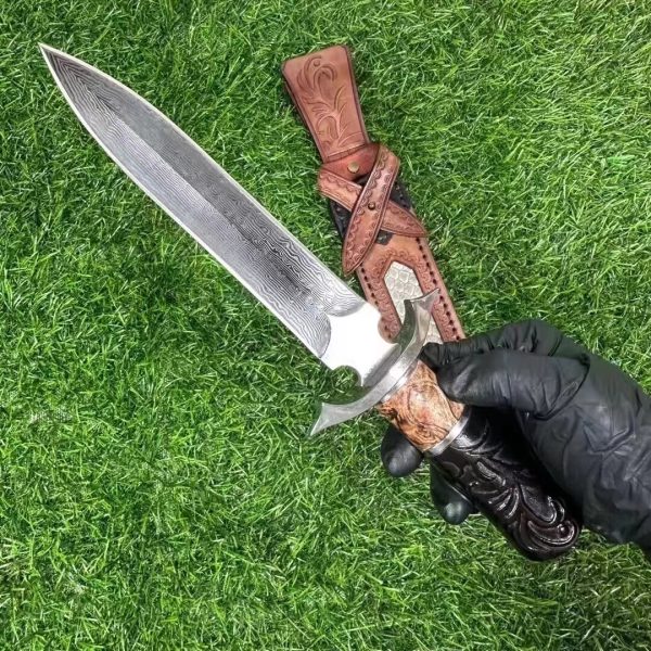 10d589851d73e4da DE014 Roman Divine Sword Double-edged Knife G10 Handle Leather Sheath