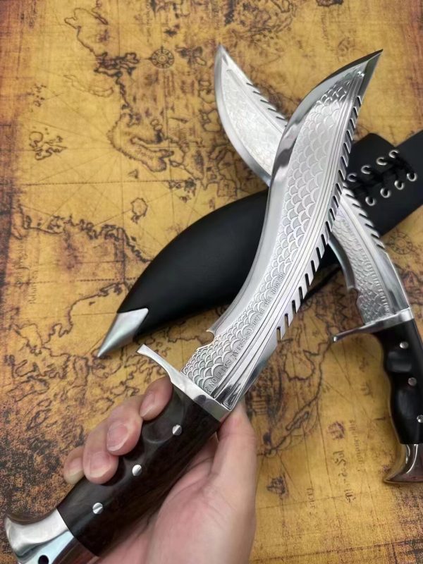 GT013 Nepalese dragon scales Curved Knife Wooden Handle K Scabbard