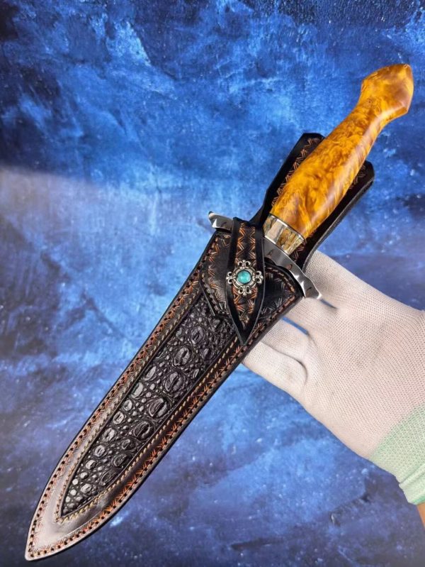 18524454bb4a06d2 DE016 The Uzi Steel Holy Sword is a double-edged sword Double-edged Knife G10 Handle Leather Sheath