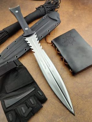 22c49baff49c7344 DE013 Sword Sect Flying Fish Double-edged Knife G10 Handle K Scabbard