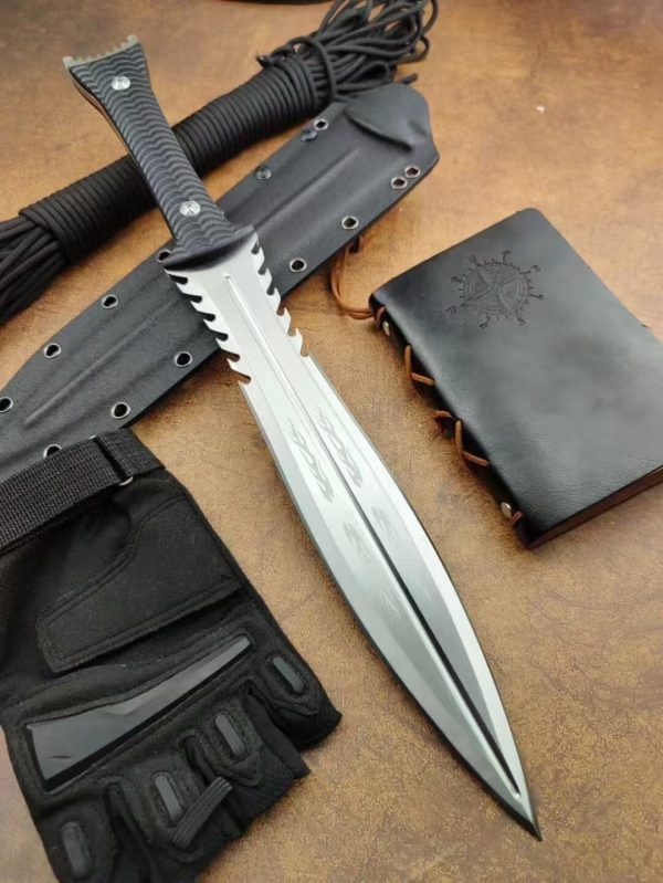22c49baff49c7344 DE013 Sword Sect Flying Fish Double-edged Knife G10 Handle K Scabbard