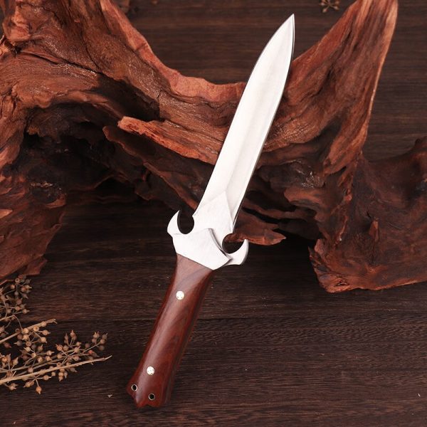 24124rqwwrdasf (1) DE018 Adjudication Double-edged Knife Wooden Handle Leather Sheath