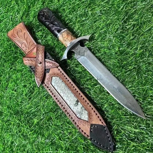 3c6896827e09298e DE014 Roman Divine Sword Double-edged Knife G10 Handle Leather Sheath
