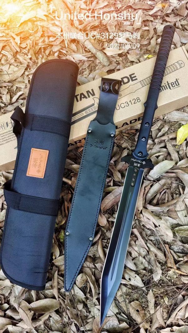 4112e915dcb08fb9 DE017 Honshu Sword and Spear Double-edged Knife G10 Handle Leather Sheath