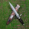DE012 Cross Sword Double-edged Knife Wooden Handle Leather Sheath