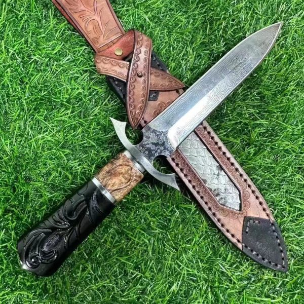 4aaeed8a8cf91d84 DE014 Roman Divine Sword Double-edged Knife G10 Handle Leather Sheath