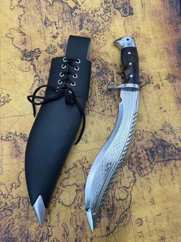 GT013 Nepalese dragon scales Curved Knife Wooden Handle K Scabbard
