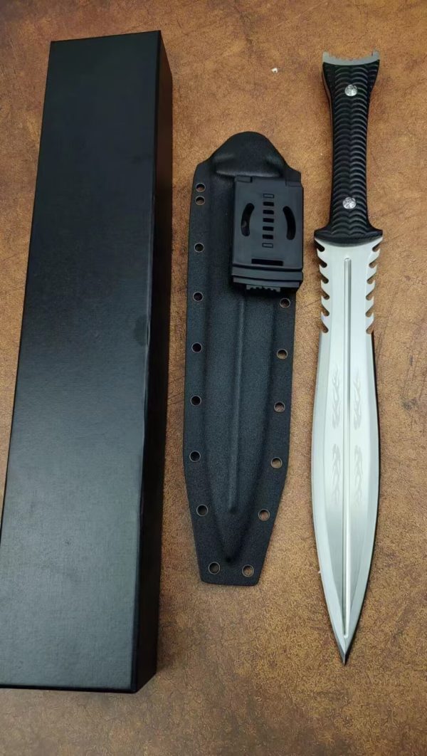 50ecad644e331ca5 DE013 Sword Sect Flying Fish Double-edged Knife G10 Handle K Scabbard