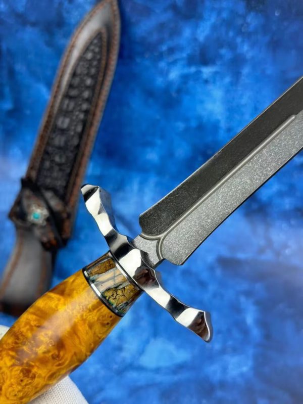 56aaf70d4eccf911 DE016 The Uzi Steel Holy Sword is a double-edged sword Double-edged Knife G10 Handle Leather Sheath