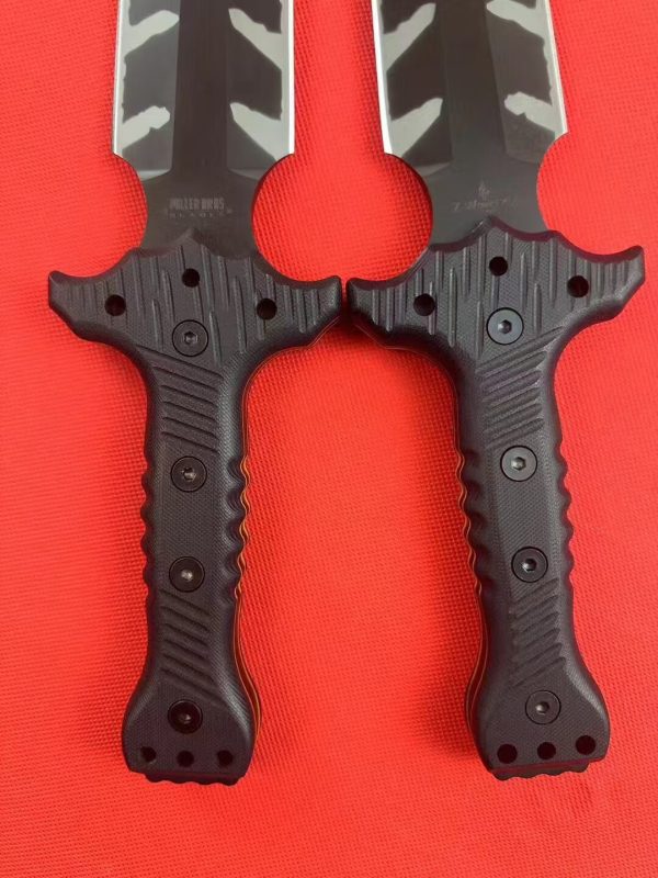 DE005 Tactical Black Sword Double-edged Knife G10 Handle K Scabbard