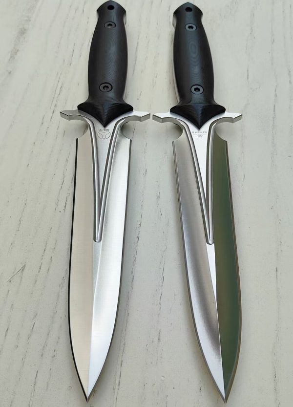 61f8b22c25d3c358 DE015 Ice Peak 3 Outdoor Knife with Double Blade Double-edged Knife G10 Handle K Scabbard