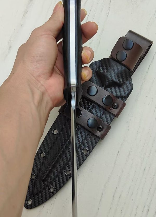 6d8d9f09f8880a90 DE015 Ice Peak 3 Outdoor Knife with Double Blade Double-edged Knife G10 Handle K Scabbard