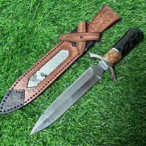 7fd60073ce3b9e27 DE014 Roman Divine Sword Double-edged Knife G10 Handle Leather Sheath