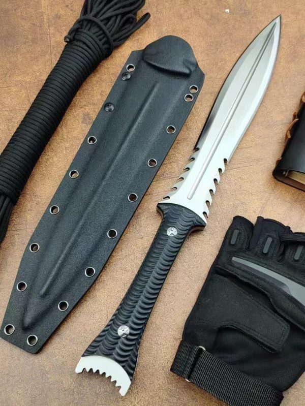 86c1829beaab1387 DE013 Sword Sect Flying Fish Double-edged Knife G10 Handle K Scabbard