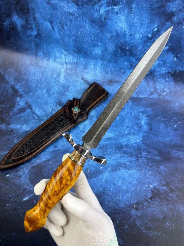 9d3382e534ee128e DE016 The Uzi Steel Holy Sword is a double-edged sword Double-edged Knife G10 Handle Leather Sheath