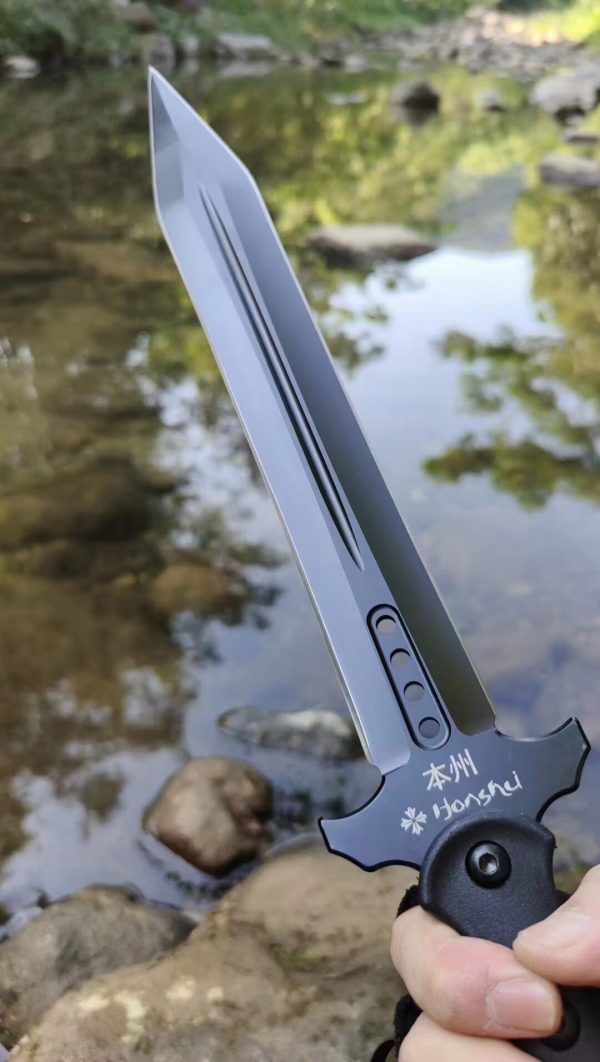 9d7207d0cb7c6f35 DE017 Honshu Sword and Spear Double-edged Knife G10 Handle Leather Sheath