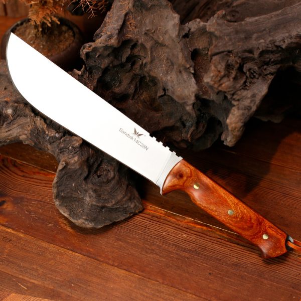 O1163-0-cib LS067 open circuit Long Fixed Blade Knife Wooden Handle Leather Sheath