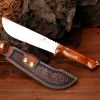 O1CN01 LS067 open circuit Long Fixed Blade Knife Wooden Handle Leather Sheath