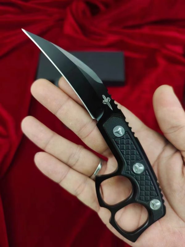 a3c8a411b24e4a62 SC005 Micro technology Black Edge Hand Spike Push Dagger G10 Handle K Scabbard