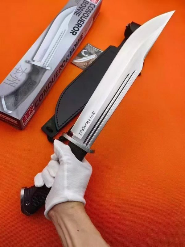 LS077 Boyknife, Conqueror of the United States Long Fixed Blade Knife G10 Handle Leather Sheath