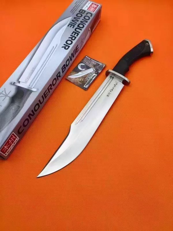 LS077 Boyknife, Conqueror of the United States Long Fixed Blade Knife G10 Handle Leather Sheath